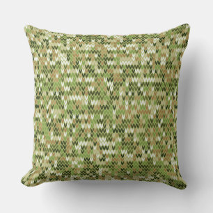Beautiful granny knit pattern in green olive colou throw pillow