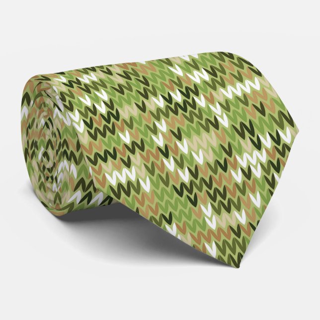 Beautiful granny knit pattern in green olive colou tie (Rolled)