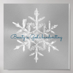 Beautiful Gray Inspirational Snowflake Poster