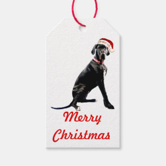Beautiful Great Dane in Santa Hat Gift Tags