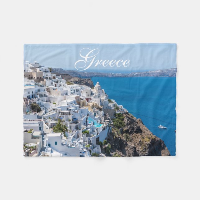 Beautiful Greek Landscape Fleece Blanket (Front (Horizontal))