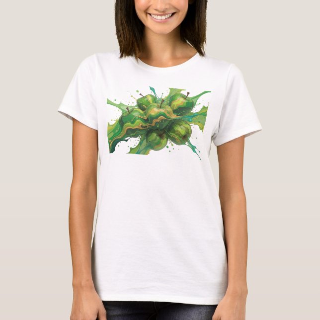 Beautiful Green Abstract Apple Custom Shirt (Front)