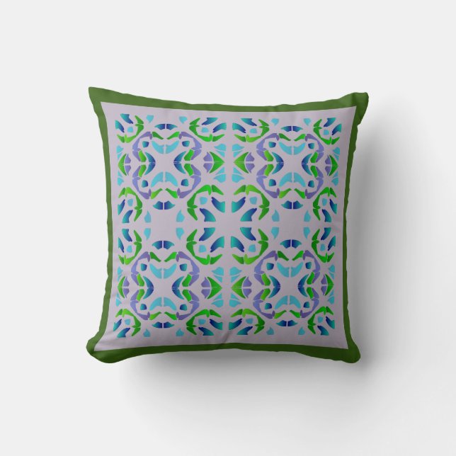 beautiful green and blue pattern throw pillow (Front)