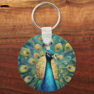 Beautiful Green and blue Peacock Keychain