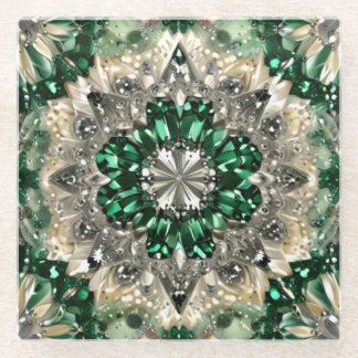 Beautiful Green and White Jewelled Look Coaster