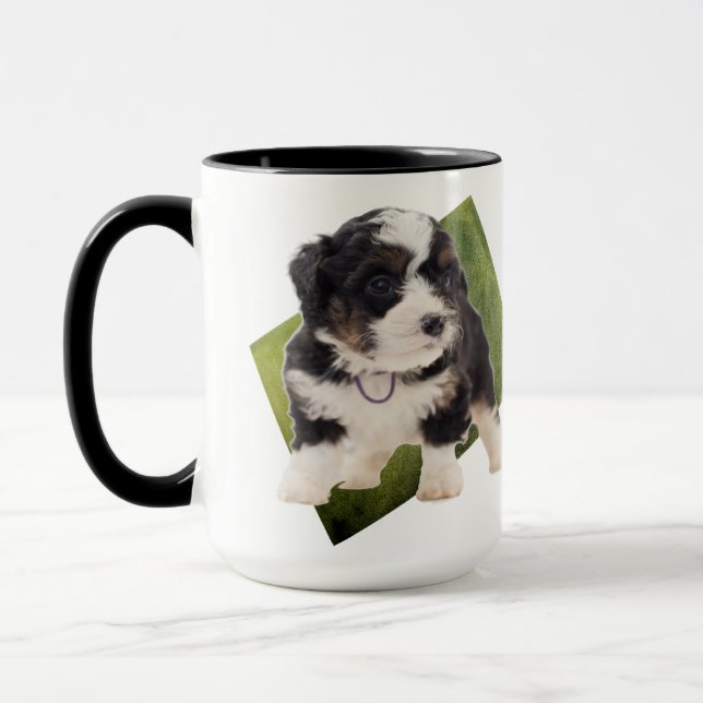 Beautiful Green Bernedoodle Puppy Art Mug (Left)