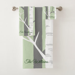 Beautiful Green Birch Tree Nature Bath Towel Set