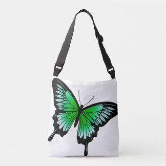Beautiful Green Butterfly Cross Body Tote Bag