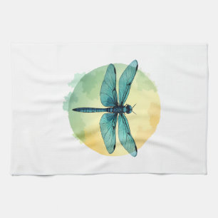 Beautiful Green Dragonfly Watercolor Art Insect Lo Kitchen Towel