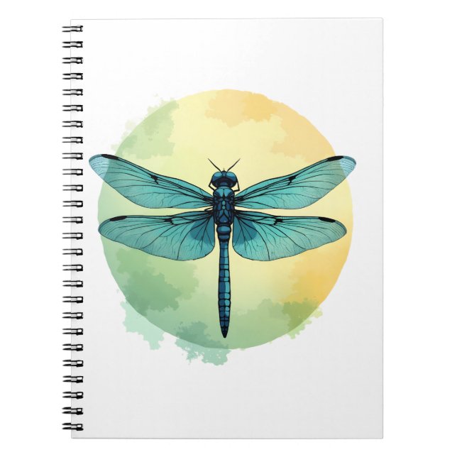 Beautiful Green Dragonfly Watercolor Art Insect Lo Notebook (Front)