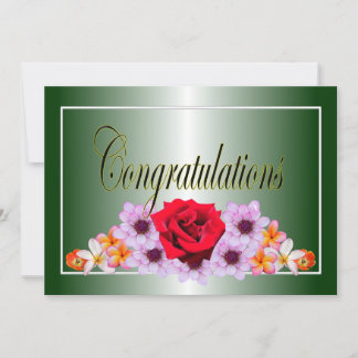 Beautiful green floral design congratulations invitation