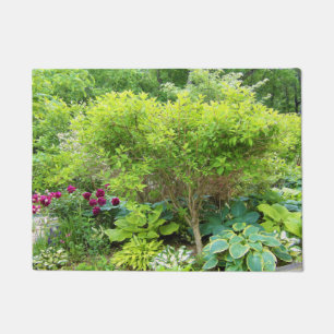 Beautiful Green Garden Landscape with Hostas Doormat