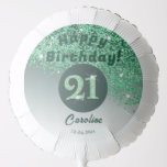Beautiful Green Glitter 21st Birthday Party Balloon<br><div class="desc">Beautiful Falling Green Glitter,  green gradient and shiny stars pattern with a unique green glitter number 21.</div>