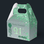 Beautiful Green Glitter & Ribbon 21st Birthday Favor Box<br><div class="desc">Beautiful Green Glitter and Shiny Green Ribbon with a unique green glitter number 21.</div>