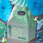 Beautiful Green Glitter & Ribbon 60th Birthday Favor Box<br><div class="desc">Beautiful Green Glitter and Shiny Green Ribbon with a unique green glitter number 60.</div>