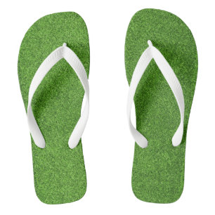 Beautiful green grass texture from golf course flip flops