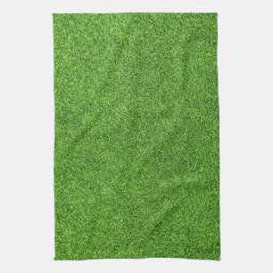 Beautiful green grass texture from golf course kitchen towel