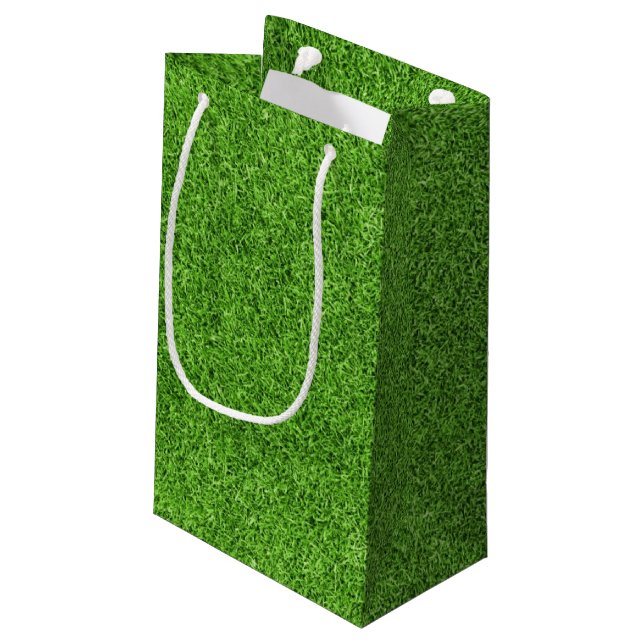 Beautiful green grass texture from golf course small gift bag (Back Angled)