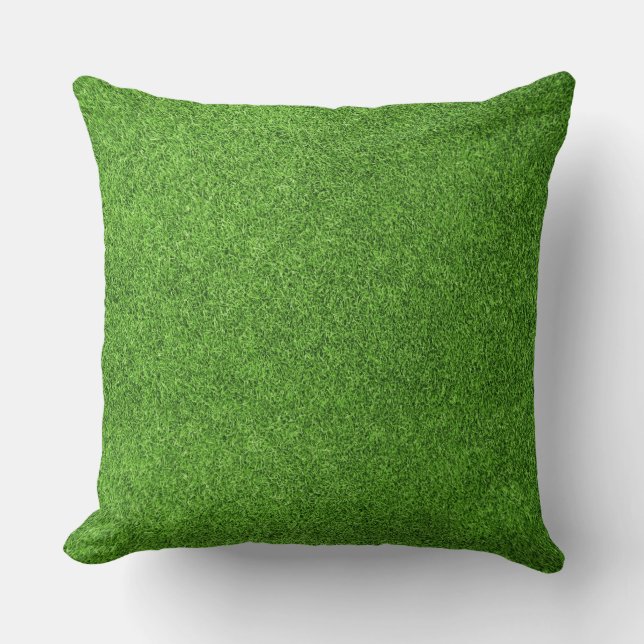 Beautiful green grass texture from golf course throw pillow (Front)