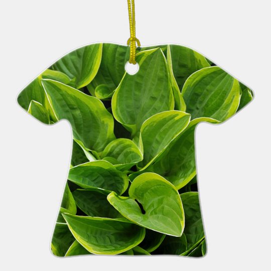 Beautiful green hosta plant ceramic ornament
