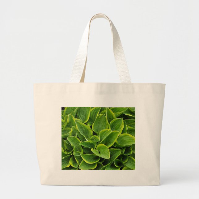 Beautiful green hosta plant large tote bag (Front)