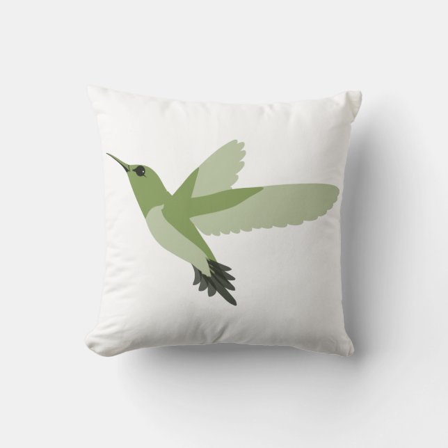 Beautiful Green Hummingbird Throw Pillow (Front)