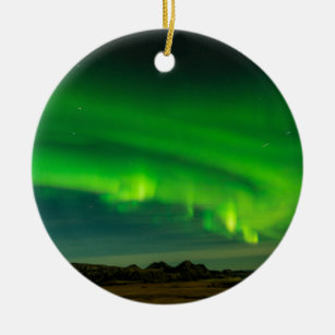 Beautiful Green Iceland northern lights Ceramic Ornament