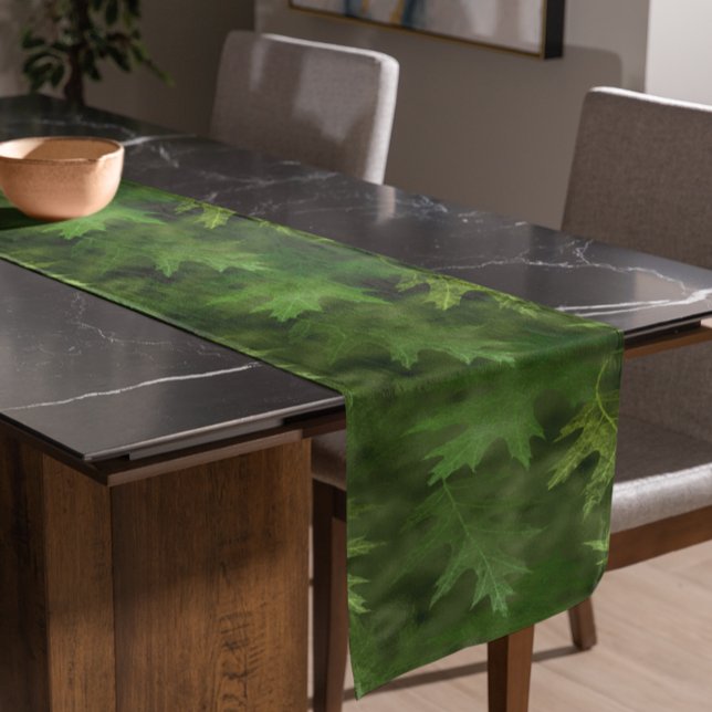 Beautiful Green Leaf Leaves Fall Autumn Fall Short Table Runner (Creator Uploaded)