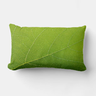 Beautiful Green Leaf Lumbar Pillow