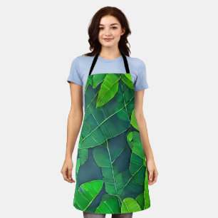 Beautiful Green Leaves Pattern Apron