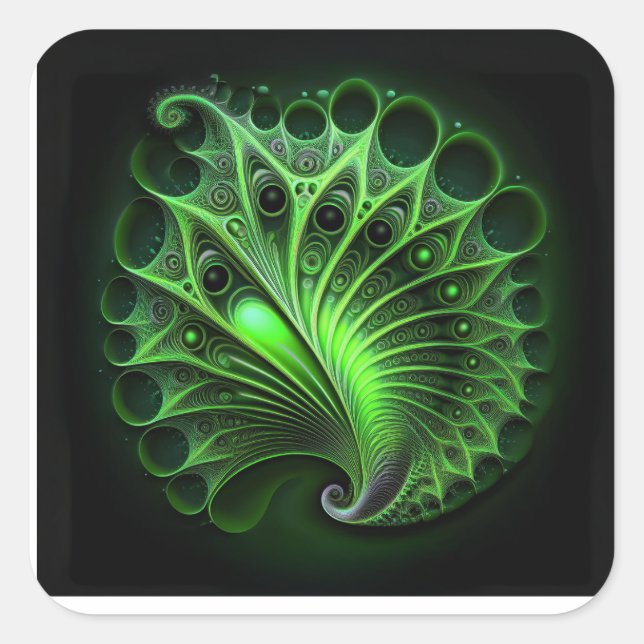 Beautiful Green Mandelbrot Square Sticker (Front)