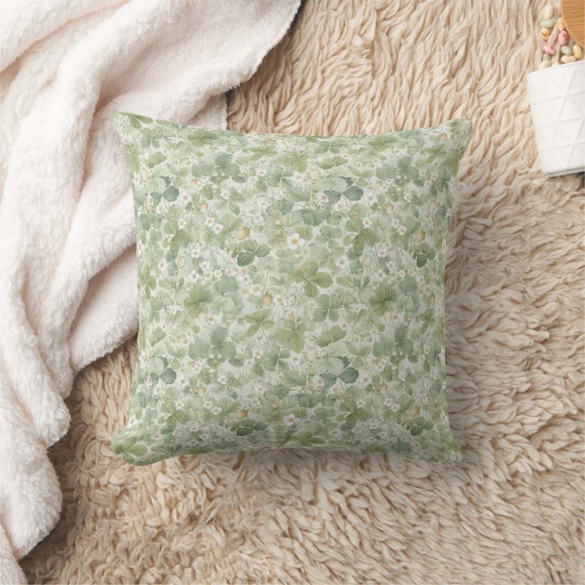Beautiful Green Meadow Flowers   Throw Pillow (Blanket)