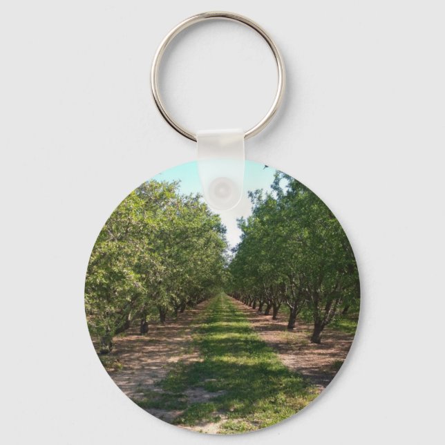 Beautiful Green Neverending Orchard Row Keychain (Front)
