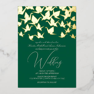Beautiful Green Paper Crane Wedding
