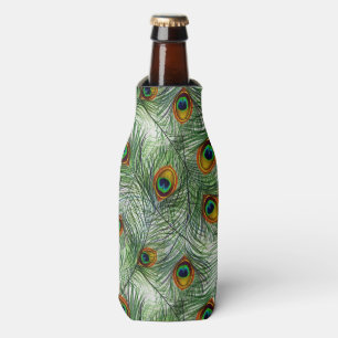Beautiful Green Peacock Feather Bottle Cooler