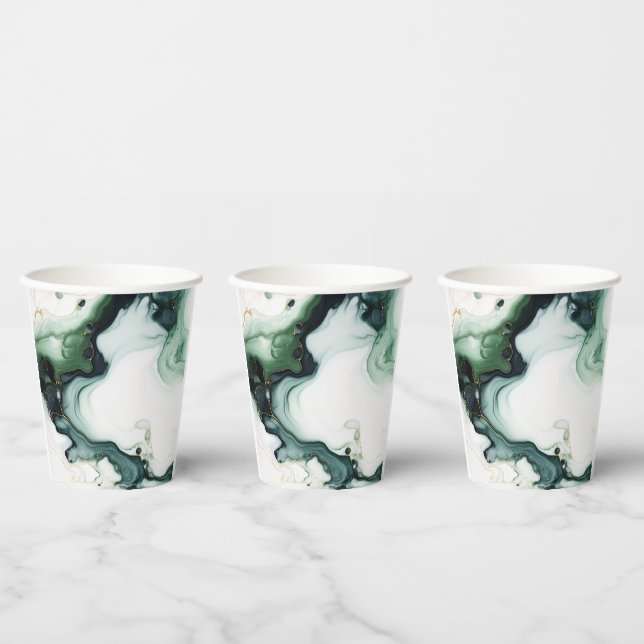  Beautiful Green Turquoise Agate Marble Paper Cups (Multi)