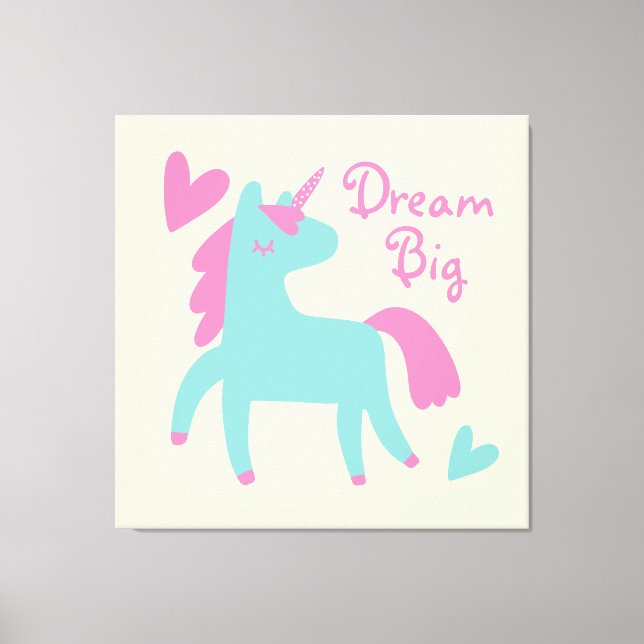 Beautiful Green Unicorn Girls Room Canvas Print (Front)