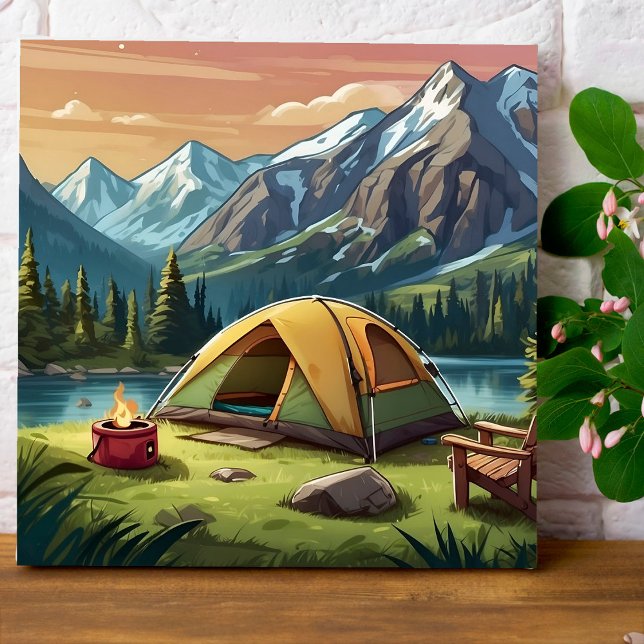 Beautiful Green Watercolor Nature Camping Painting Poster (Creator Uploaded)