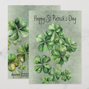 Beautiful Green Watercolor Shamrock Holiday Card
