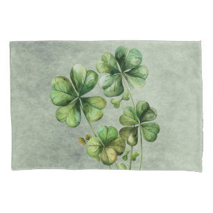 Beautiful Green Watercolor Shamrock Pillowcase