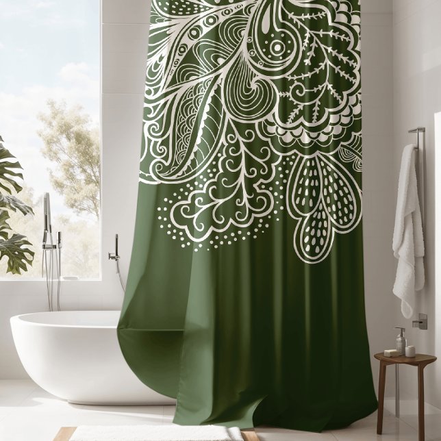 Beautiful Green White Vintage Lace shower Curtain (Creator Uploaded)