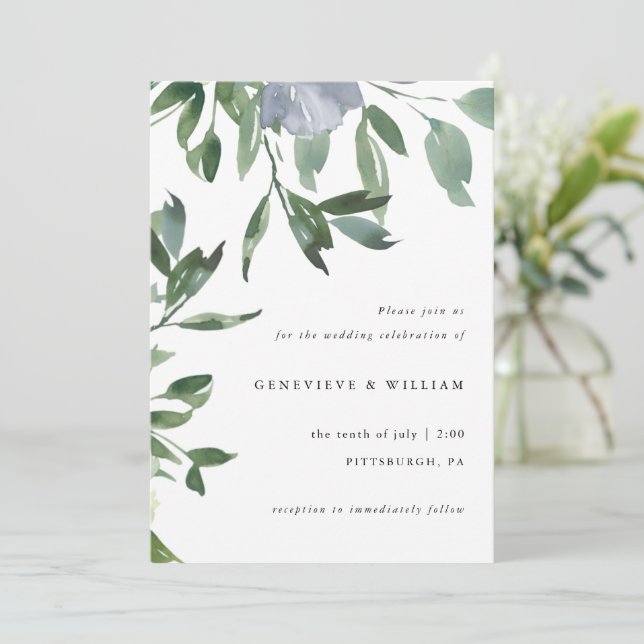 Beautiful Greenery and Dusty Blue Floral Wedding (Standing Front)