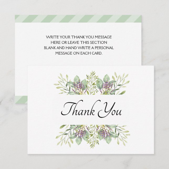 Beautiful Greenery Design Thank You Card (Front/Back)