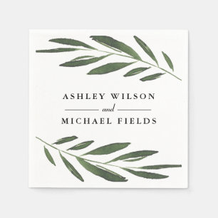Beautiful Greenery Fern Leaf Modern Wedding Napkin