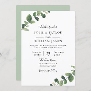 Beautiful Greenery: Watercolor Leaf Wedding Invitation