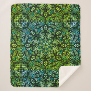 Beautiful Greens And Blues Mandala Sherpa Blanket
