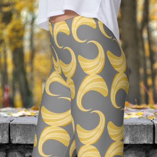 Beautiful Grey and Gold Curves Pattern Leggings