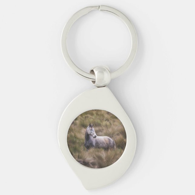 Beautiful Grey Coloured Horse Keychain (Front)