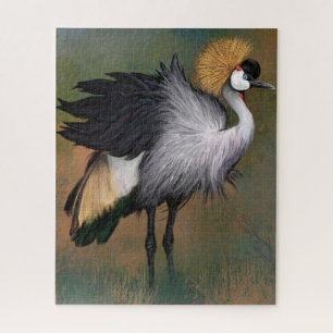 Beautiful Grey Crowned Crane - Migned Painting  Jigsaw Puzzle