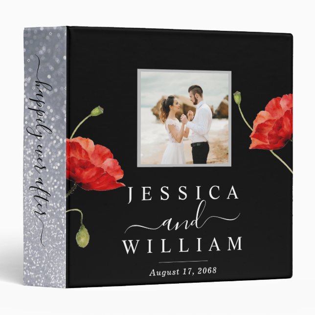 Beautiful Grey Glitter Wedding Photo album  Binder (Front/Spine)